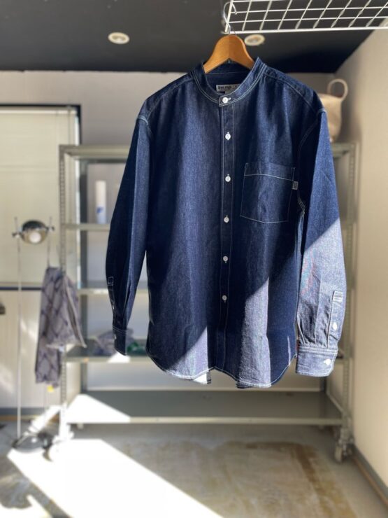 【Men's】free rage | フリーレイジ　"STANDARD" No Collar Denim Shirt - INDIGO