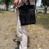 【Unisex】BAICYCLON by bagjack | バイシクロン バイ バッグジャック　Tape Fringe Drawstring Bag - BLACK [BCL-65] - 画像 (4)