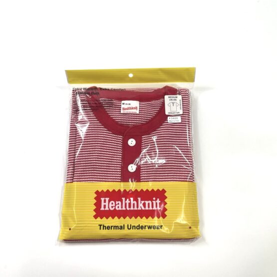 【Ladies】Healthknit | ヘルスニット　Basic Waffle Henlyneck S/S Tee - RED×OFF BORDER [601S_BORDER]