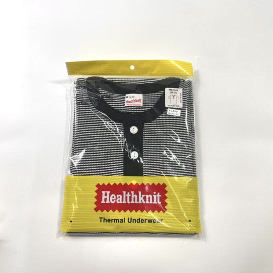 【Ladies】Healthknit | ヘルスニット　Basic Waffle Henlyneck S/S Tee - BLACK×OFF BORDER [601S_BORDER]