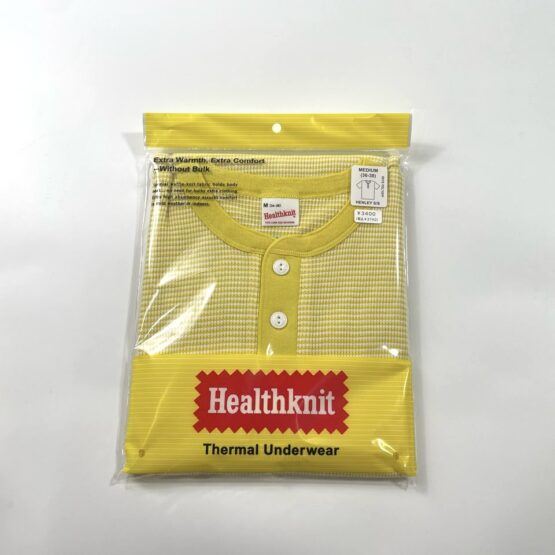 【Ladies】Healthknit | ヘルスニット　Basic Waffle Henlyneck S/S Tee - YELLOW×OFF BORDER [601S_BORDER]