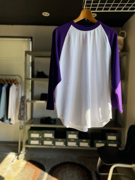 【Unisex】WALLA WALLA SPORT | ワラワラスポーツ　3/4 Baseball Tee 2 Tone - WHITE / PURPLE