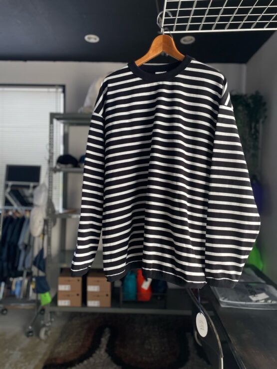 【Men's】melple | メイプル　The American Ringer Border L/S - BLACK / WHITE