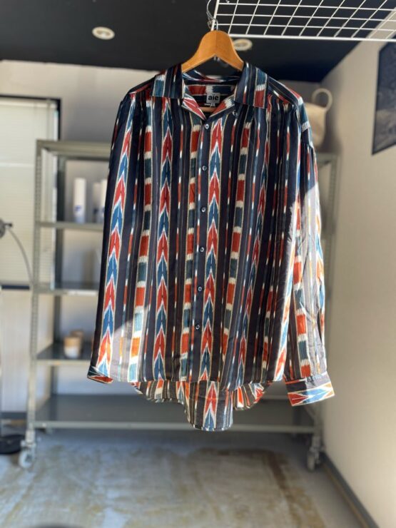 【Men's】AiE | エーアイイー　Painter Shirt [Rayon Lawn / Stripe Printed] - BLACK