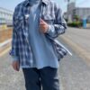 【Men's】BIG MIKE | ビッグマイク　Rayon Mix Ombre Check Shirts - BLUE × WHITE - 画像 (2)