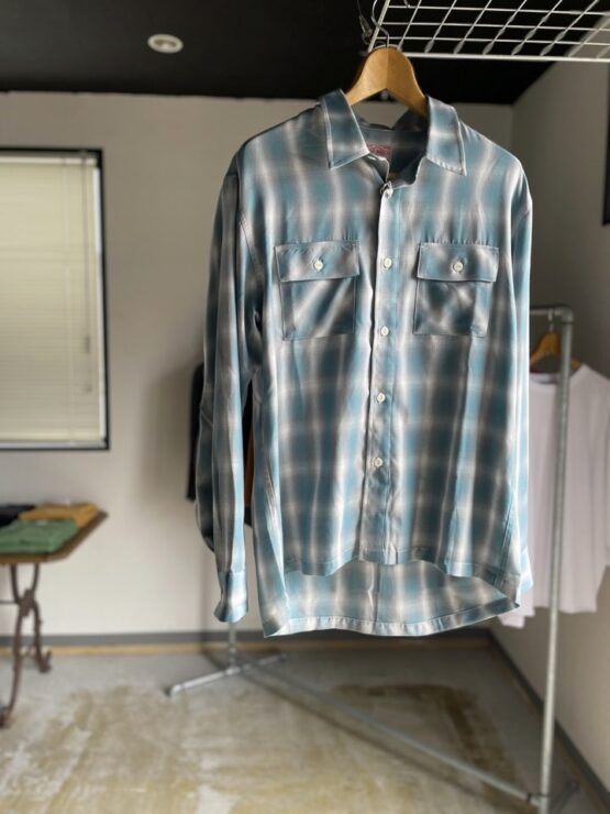 【Men's】BIG MIKE | ビッグマイク　Rayon Mix Ombre Check Shirts - MINT × WHITE