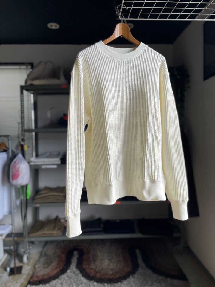【Unisex】JEMORGAN | ジェーイーモーガン Big Waffle Crew Neck - WHITE