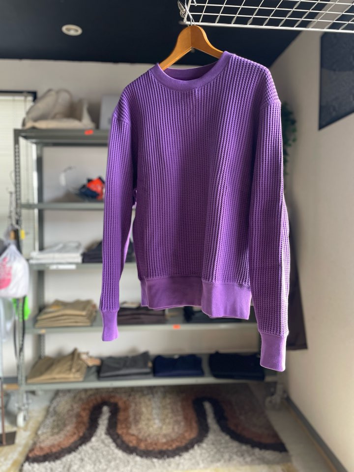 【Unisex】JEMORGAN | ジェーイーモーガン Big Waffle Crew Neck - PURPLE