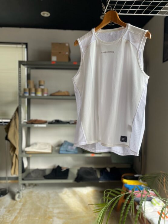 【Unisex】FRANK&MORRIS | フランクアンドモリス　F&M Round Mesh Sleeveless - WH ホワイト [FM-018]