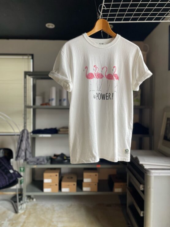 【Ladies】free rage | フリーレイジ　Rycycle Cotton Tee "LOVE is POWER" - WHITE