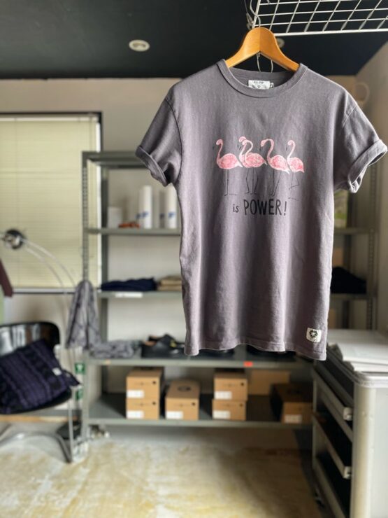 【Ladies】free rage | フリーレイジ　Rycycle Cotton Tee "LOVE is POWER" - CHARCOAL GREY