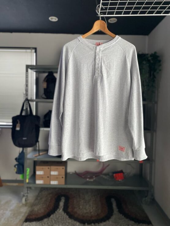 【Men's】BIG MIKE | ビッグマイク　10oz Henry Neck L/S Tee - ASH