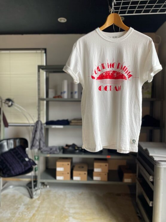 【Ladies】free rage | フリーレイジ　Rycycle Cotton Tee "MORNING OCEAN" - WHITE