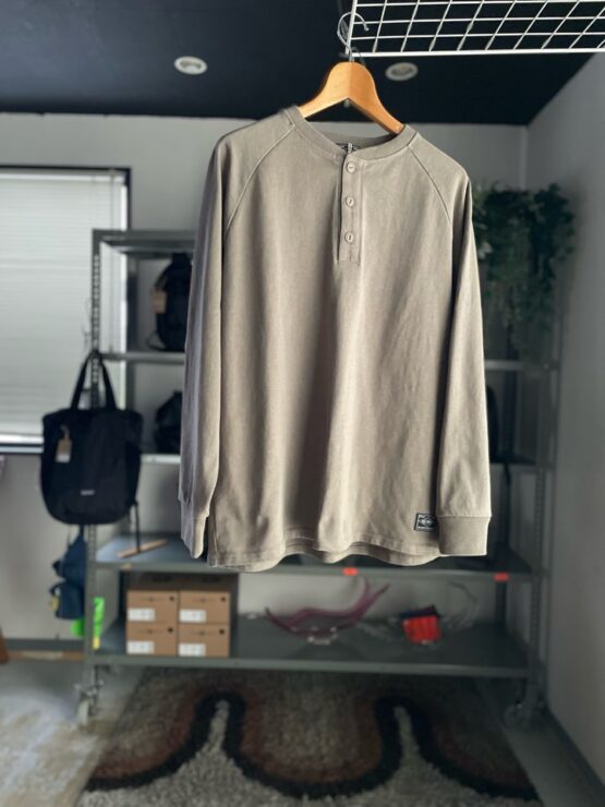 【Men's】BIG MIKE | ビッグマイク　10oz Henry Neck L/S Tee - CHARCOAL