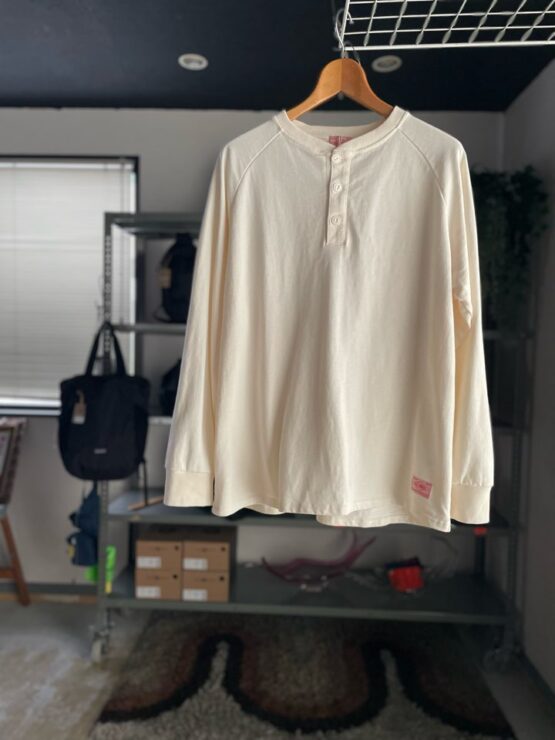 【Men's】BIG MIKE | ビッグマイク　10oz Henry Neck L/S Tee - NATURAL