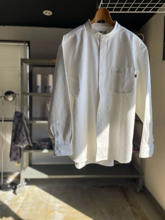 【Men's】free rage | フリーレイジ　"STANDARD" No Collar Denim Shirt - WHITE