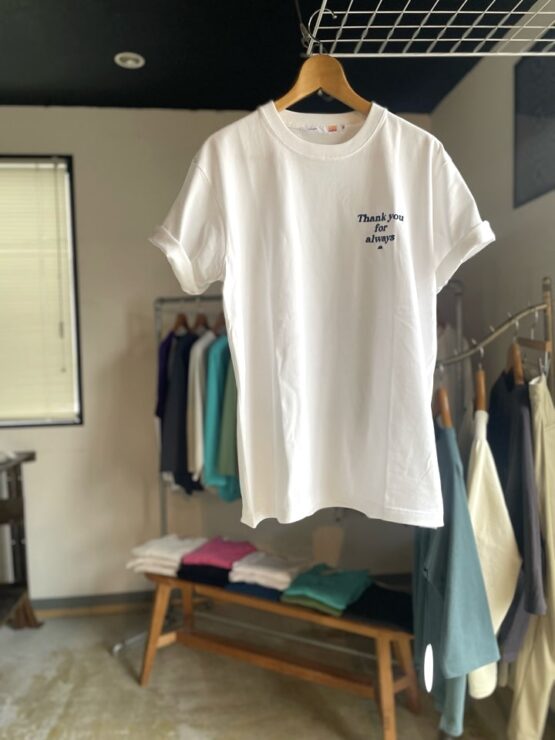 【Unisex】melple | メイプル　melple×SALVAGE PUBLIC Thank you Shortsleeve - WHITE