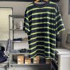 【Unisex】WALLA WALLA SPORT | ワラワラスポーツ　S/S Stripe Tee - BLACK / GREEN - 画像 (2)
