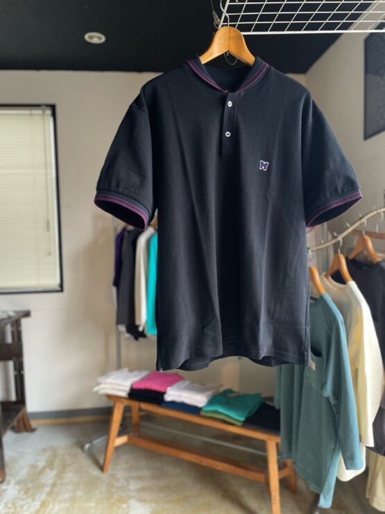 【Men's】NEEDLES | ニードルズ　Shawl Collar S/S Polo Cotton Pique - BLACK