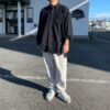 【Unisex】Rebuild by Needles | リビルドバイニードルズ　Flannel Shirt  7Cut Wide Sht / Over Dye - BLACK Ⅱ - 画像 (2)