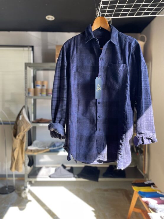 【Unisex】Rebuild by Needles | リビルドバイニードルズ　Flannel Shirt  7Cut Wide Sht / Over Dye - PURPLE Ⅰ