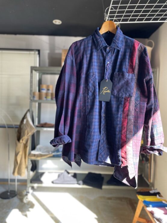 【Unisex】Rebuild by Needles | リビルドバイニードルズ　Flannel Shirt  7Cut Wide Sht / Over Dye - PURPLE Ⅱ
