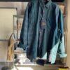 【Unisex】Rebuild by Needles | リビルドバイニードルズ　Flannel Shirt  7Cut Wide Sht / Over Dye - GREEN Ⅰ - 画像 (10)