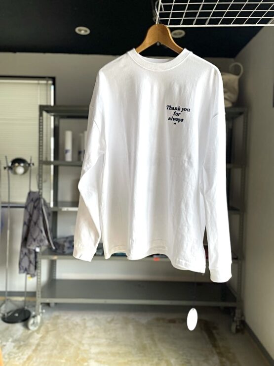 【Unisex】melple | メイプル　melple×SALVAGE PUBLIC Thank you Longsleeve - WHITE