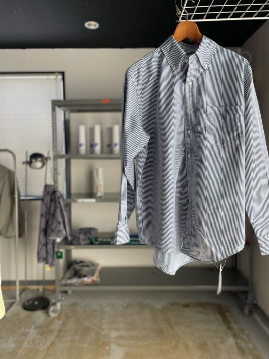 【Men's】BURLAP OUTFITTER | バーラップアウトフィッター　General B.D.Shirt Printed- WHITE BLUE STRIPE