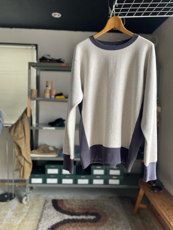 【Men's】*A VONTADE | アボンタージ　Reverse Crew Sweat L/S - OATMEAL / FADE NAVY [VTD-0560-CS]