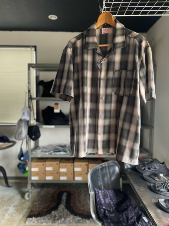 【Men's】BIG MIKE | ビッグマイク　Rayon Mix Ombre Check S/S Shirts - GRAY × PINK