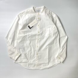 MANUAL ALPHABET | マニュアル アルファベット　Loose Fit Band Collar Shirt - WHITE