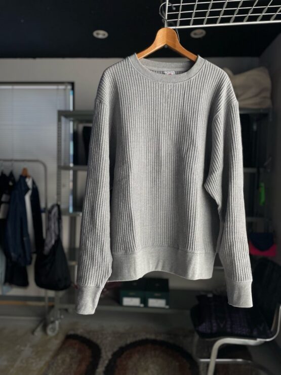 【Unisex】JEMORGAN | ジェーイーモーガン　Big Waffle Crew Neck - 杢GREY