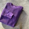 【Unisex】JEMORGAN | ジェーイーモーガン　Big Waffle Crew Neck - PURPLE - 画像 (2)