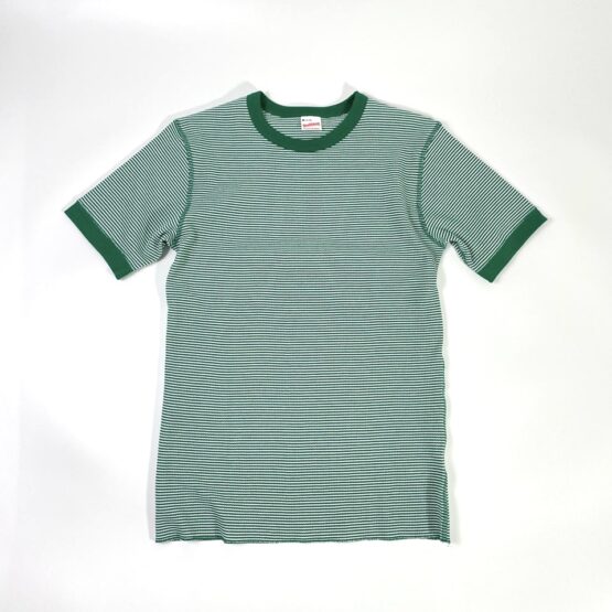 【Ladies】Healthknit | ヘルスニット　Basic Waffle Crewneck S/S Tee BASIC WAFFLE CREWNECK S/S - GREEN×OFF BORDER [602S]