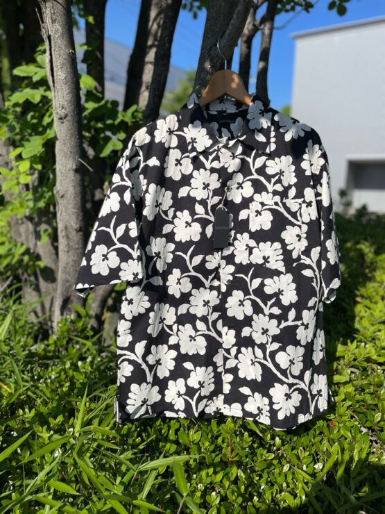 【Unisex】SUNNY SPORTS | サニースポーツ　Printed Box Shirt - WHITE × BLACK