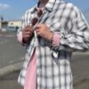 【Men's】BIG MIKE | ビッグマイク　Rayon Mix Ombre Check Shirts - WHITE × GRAY - 画像 (3)