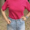 【Ladies】Healthknit | ヘルスニット　Basic Waffle Crewneck S/S Tee - MAGENTA [602S_SOLID] - 画像 (2)