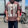 【Unisex】free rage | フリーレイジ　Rycycle Cotton Tee “HEY! YOU” - BROWN - 画像 (3)