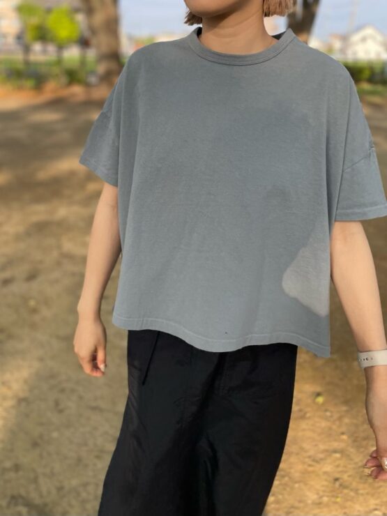 【Ladies】Healthknit | ヘルスニット　American Fabric Squar S/S T-Shirt - BLUE GRAY