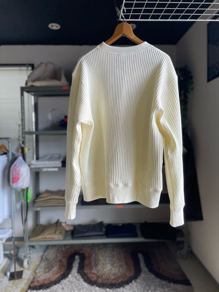 【Unisex】JEMORGAN | ジェーイーモーガン Big Waffle Crew Neck - WHITE - 画像 (15)