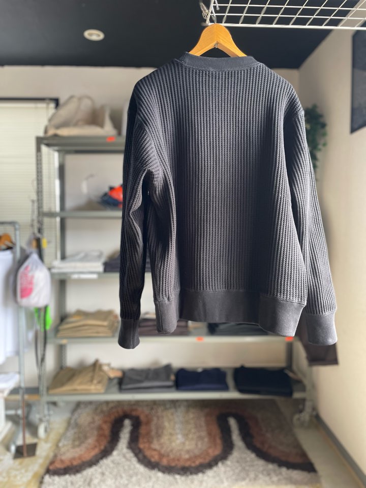 【Unisex】JEMORGAN | ジェーイーモーガン Big Waffle Crew Neck - BLACK - 画像 (14)