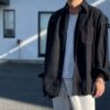 【Unisex】Rebuild by Needles | リビルドバイニードルズ　Flannel Shirt  7Cut Wide Sht / Over Dye - BLACK Ⅰ - 画像 (3)