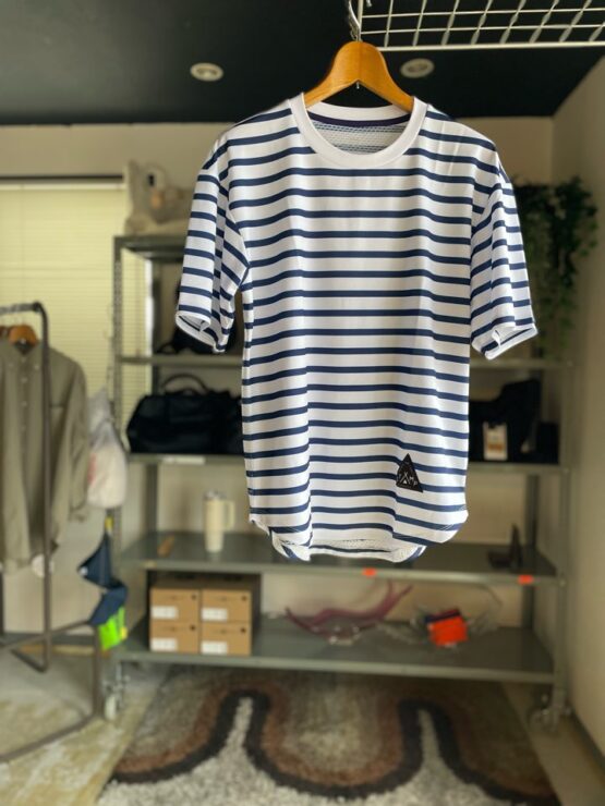 【Unisex】STAMP Run&Co | スタンプ ランアンドカンパニー　STAMP Wide Tee "BORDER" - WHITE / NAVY