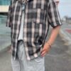 【Men's】BIG MIKE | ビッグマイク　Rayon Mix Ombre Check S/S Shirts - GRAY × PINK - 画像 (2)