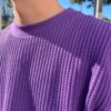 【Unisex】JEMORGAN | ジェーイーモーガン　Big Waffle Crew Neck - PURPLE - 画像 (4)