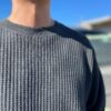 【Unisex】JEMORGAN | ジェーイーモーガン　Big Waffle Crew Neck - CHARCOAL - 画像 (4)