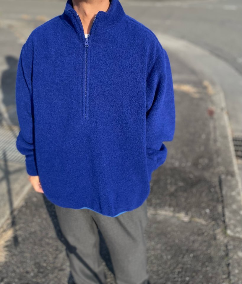 【Men's】melple | メイプル Wool Pile Zip Stand - LA BLUE - 画像 (8)