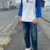 【Men's】free rage | フリーレイジ　Baseball Tee  "NICE TO MEET LA" - WHITE×BLUE - 画像 (4)
