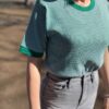 【Ladies】Healthknit | ヘルスニット　Basic Waffle Crewneck S/S Tee BASIC WAFFLE CREWNECK S/S - GREEN×OFF BORDER [602S] - 画像 (4)